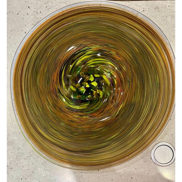 Signed Murano Handblown Glass Wall Platter Swirl Pattern Decorative Art Piece - Picture 1 of 7